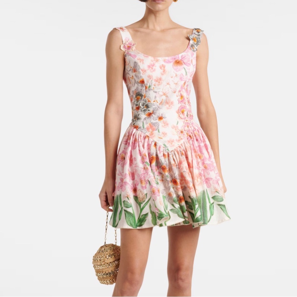 Aqua by Aqua Bendita Pluma Jardinera Linen Minidress BNWT